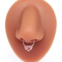 1 Piece Nose Rings & Studs Cute Sweet Heart Shape 316 Stainless Steel  Copper Plating Inlay Acrylic White Gold Plated main image 9