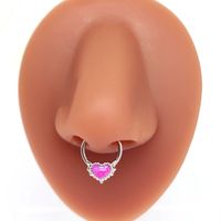 1 Piece Nose Rings & Studs Cute Sweet Heart Shape 316 Stainless Steel  Copper Plating Inlay Acrylic White Gold Plated main image 7