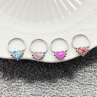 1 Piece Nose Rings & Studs Cute Sweet Heart Shape 316 Stainless Steel  Copper Plating Inlay Acrylic White Gold Plated main image 5