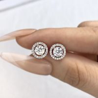 Simple Style Round Sterling Silver Gra Plating Inlay Moissanite Silver Plated Ear Studs main image 5