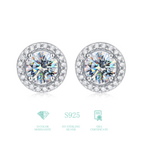 Simple Style Round Sterling Silver Gra Plating Inlay Moissanite Silver Plated Ear Studs main image 6