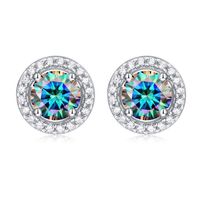 Simple Style Round Sterling Silver Gra Plating Inlay Moissanite Silver Plated Ear Studs sku image 3
