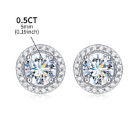 Simple Style Round Sterling Silver Gra Plating Inlay Moissanite Silver Plated Ear Studs main image 4