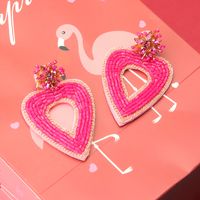 1 Pair Sweet Heart Shape Handmade Stainless Steel Cloth Glass Drop Earrings main image 1