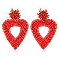 1 Pair Sweet Heart Shape Handmade Stainless Steel Cloth Glass Drop Earrings main image 4
