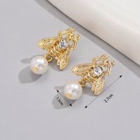 1 Pair Simple Style Insect Bow Knot Pearl Inlay Alloy Zinc Rhinestones Drop Earrings Ear Studs main image 2