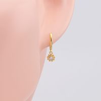 1 Pair Sweet Flower Plating Inlay Sterling Silver Artificial Gemstones Gold Plated Earrings main image 5