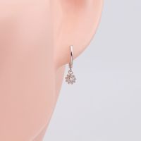 1 Pair Sweet Flower Plating Inlay Sterling Silver Artificial Gemstones Gold Plated Earrings main image 6