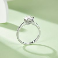 Lady Round Sterling Silver Plating Inlay Moissanite Rhodium Plated Silver Plated Rings main image 3