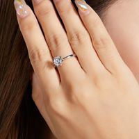 Lady Round Sterling Silver Plating Inlay Moissanite Rhodium Plated Silver Plated Rings main image 6