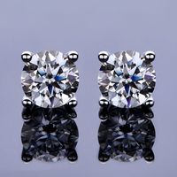 Simple Style Geometric Sterling Silver Gra Plating Inlay Moissanite Silver Plated Ear Studs main image 1