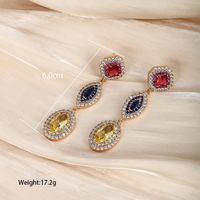 1 Pair Vintage Style Xuping Square Oval Water Droplets Plating Inlay Copper Alloy Artificial Gemstones 18k Gold Plated Drop Earrings main image 7