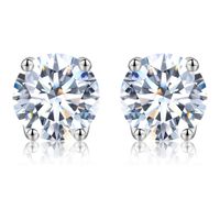 Simple Style Geometric Sterling Silver Gra Plating Inlay Moissanite Silver Plated Ear Studs main image 5