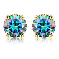 Simple Style Shiny Round Sterling Silver Gra Plating Inlay Moissanite Silver Plated Ear Studs sku image 12