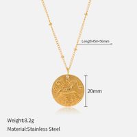 Titanium Steel Simple Style Plating Round Constellation Pendant Necklace main image 2
