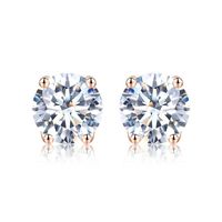 Simple Style Shiny Round Sterling Silver Gra Plating Inlay Moissanite Silver Plated Ear Studs sku image 6