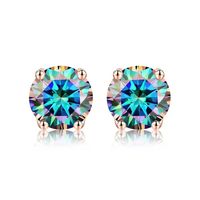 Simple Style Shiny Round Sterling Silver Gra Plating Inlay Moissanite Silver Plated Ear Studs sku image 14