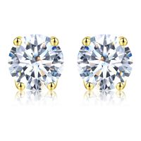 Simple Style Shiny Round Sterling Silver Gra Plating Inlay Moissanite Silver Plated Ear Studs sku image 5