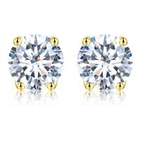 Simple Style Geometric Sterling Silver Gra Plating Inlay Moissanite Silver Plated Ear Studs sku image 4