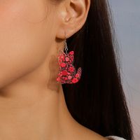 1 Paire Mignon Chat Alliage Plastique Boucles D'oreilles main image 3