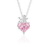 Lady Heart Shape Sterling Silver Inlay Zircon Pendant Necklace main image 2