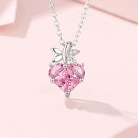 Lady Heart Shape Sterling Silver Inlay Zircon Pendant Necklace main image 1