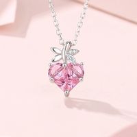 Lady Heart Shape Sterling Silver Inlay Zircon Pendant Necklace main image 7