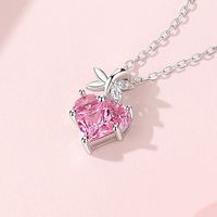 Lady Heart Shape Sterling Silver Inlay Zircon Pendant Necklace main image 5