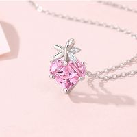 Lady Heart Shape Sterling Silver Inlay Zircon Pendant Necklace main image 4