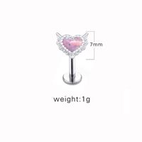 1 Piece Lip Rings Sexy Sweet Heart Shape 316 Stainless Steel  Copper Plating Inlay Acrylic White Gold Plated main image 3