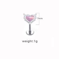 1 Piece Lip Rings Sexy Sweet Heart Shape 316 Stainless Steel  Copper Plating Inlay Acrylic White Gold Plated sku image 1