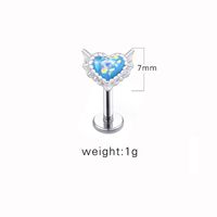 1 Piece Lip Rings Sexy Sweet Heart Shape 316 Stainless Steel  Copper Plating Inlay Acrylic White Gold Plated sku image 3