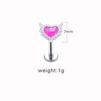 1 Piece Lip Rings Sexy Sweet Heart Shape 316 Stainless Steel  Copper Plating Inlay Acrylic White Gold Plated main image 4
