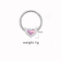 1 Piece Nose Rings & Studs Cute Sweet Heart Shape 316 Stainless Steel  Copper Plating Inlay Acrylic White Gold Plated main image 4