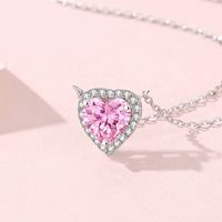 Lady Heart Shape Sterling Silver Inlay Zircon Pendant Necklace main image 5