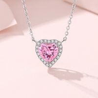 Lady Heart Shape Sterling Silver Inlay Zircon Pendant Necklace main image video