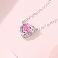 Lady Heart Shape Sterling Silver Inlay Zircon Pendant Necklace main image 4