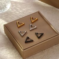 1 Pair Simple Style Triangle Plating Stainless Steel Earrings main image 1