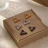 1 Pair Simple Style Triangle Plating Stainless Steel Earrings main image 6