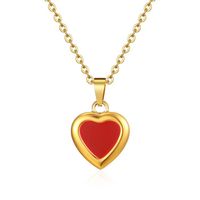 Sweet Heart Shape Stainless Steel Enamel Pendant Necklace sku image 1