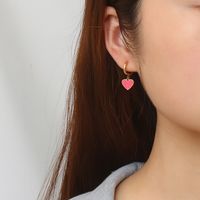 1 Pair Simple Style Heart Shape Enamel Plating Stainless Steel Drop Earrings main image 3