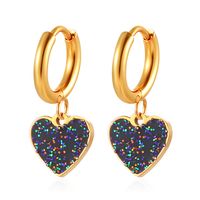 1 Pair Simple Style Heart Shape Enamel Plating Stainless Steel Drop Earrings main image 5