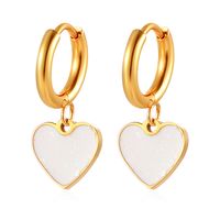 1 Pair Simple Style Heart Shape Enamel Plating Stainless Steel Drop Earrings sku image 3