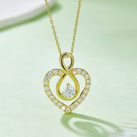 Elegant Heart Shape Sterling Silver Moissanite Rose Gold Plated Silver Plated Pendant Necklace main image 4
