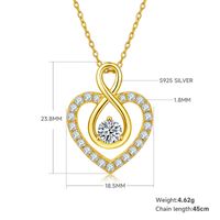Elegant Heart Shape Sterling Silver Moissanite Rose Gold Plated Silver Plated Pendant Necklace sku image 2