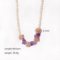 Casual Sweet Flower Baroque Pearls Beaded Crystal 18k Gold Plated Necklace main image 2