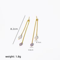 1 Pair Elegant Simple Style Geometric Tassel Freshwater Pearl 18k Gold Plated Drop Earrings main image 2