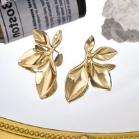 1 Pair Vintage Style Simple Style Maple Leaf Leaves Ginkgo Leaf Alloy Drop Earrings Ear Studs sku image 3