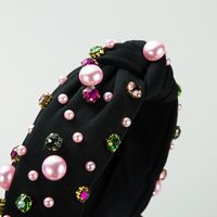 Women's Cute Sweet Geometric Cloth Inlay Artificial Pearls Rhinestones Hair Band main image 3
