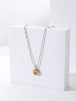 Stainless Steel 18K Gold Plated Vintage Style Simple Style Polishing Enamel Inlay Flower Artificial Pearls Pendant Necklace main image 4